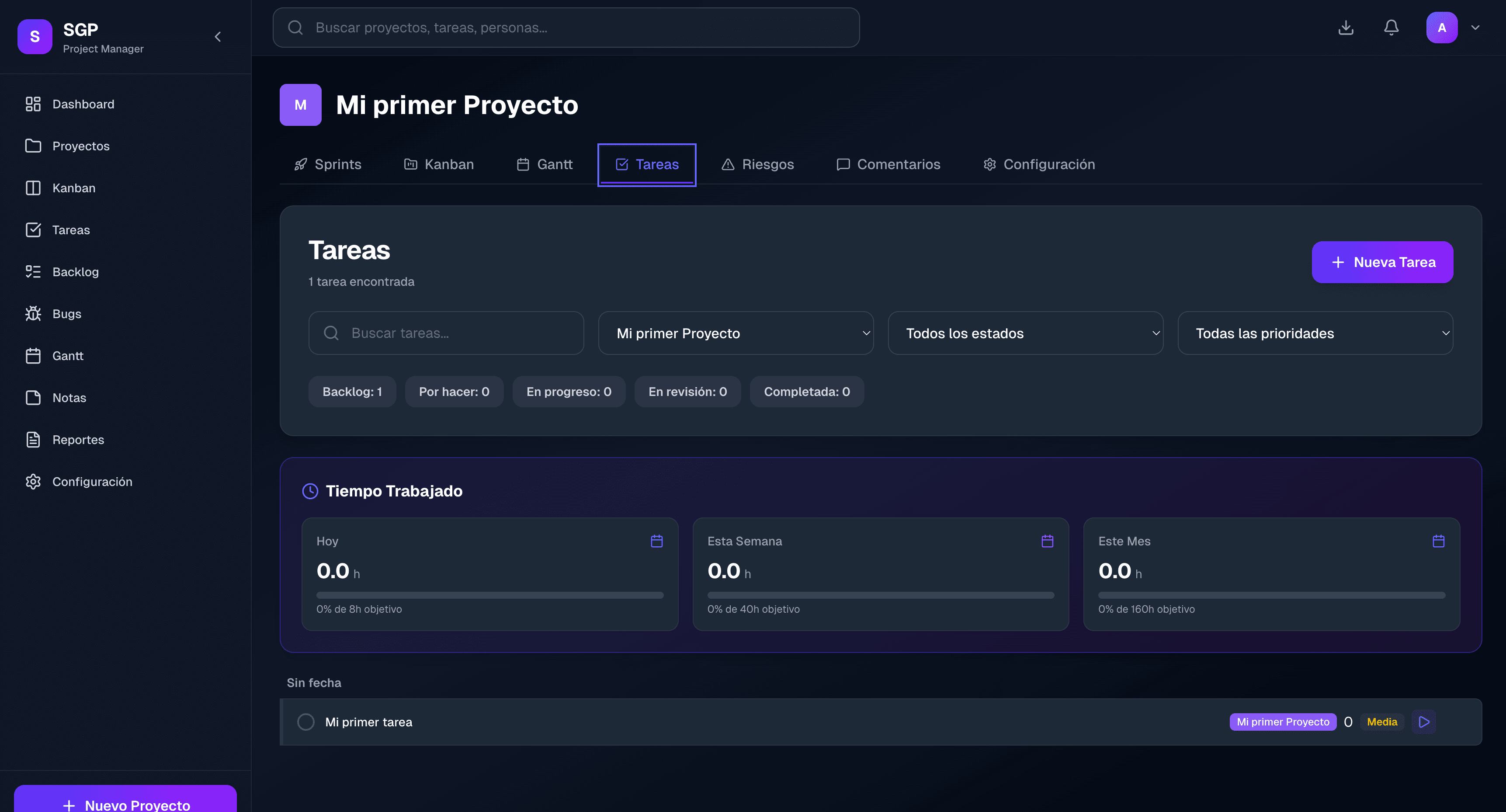 Gestión de tareas y tickets en SGP