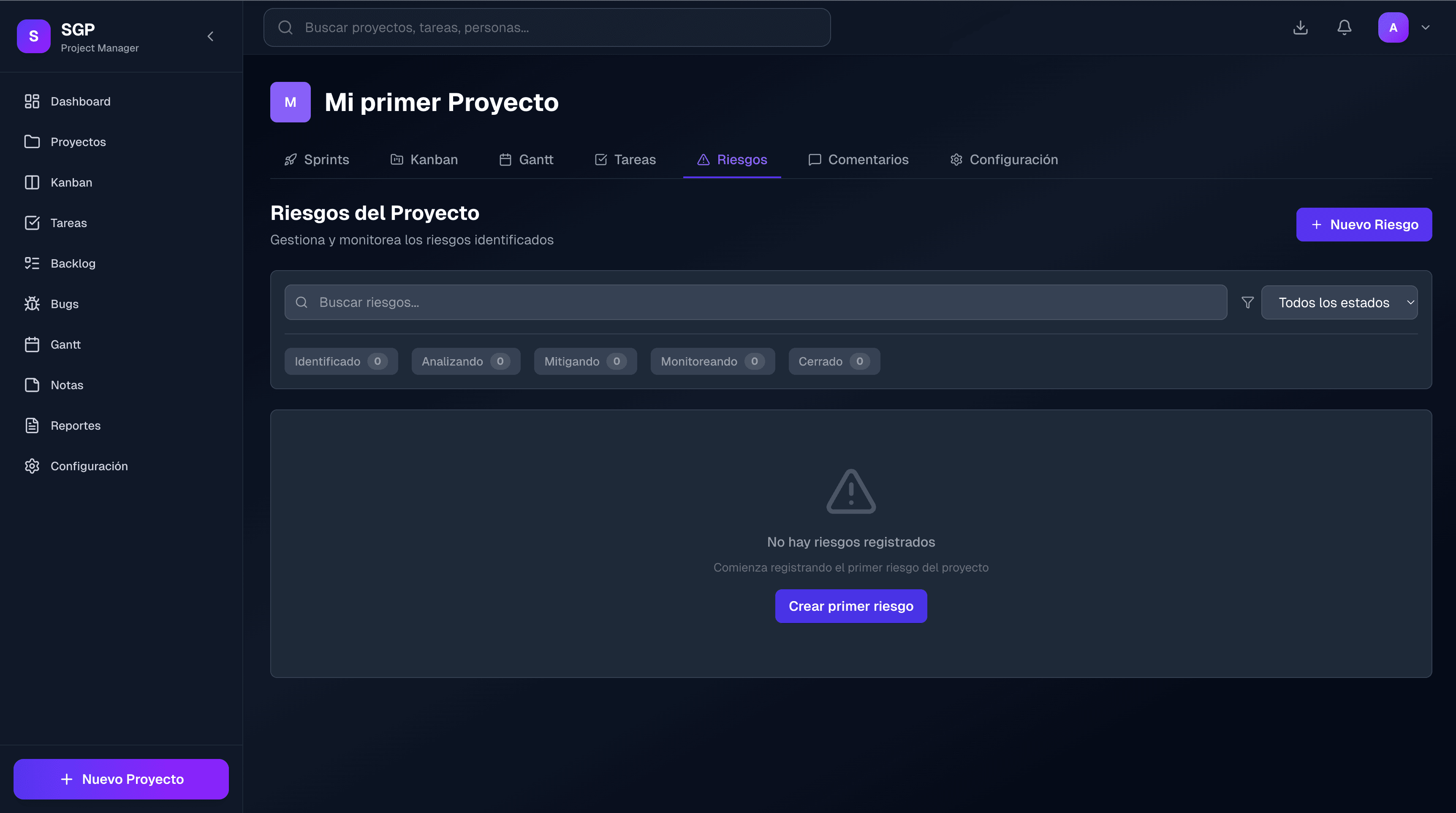 Reportes y alertas de proyectos en SGP